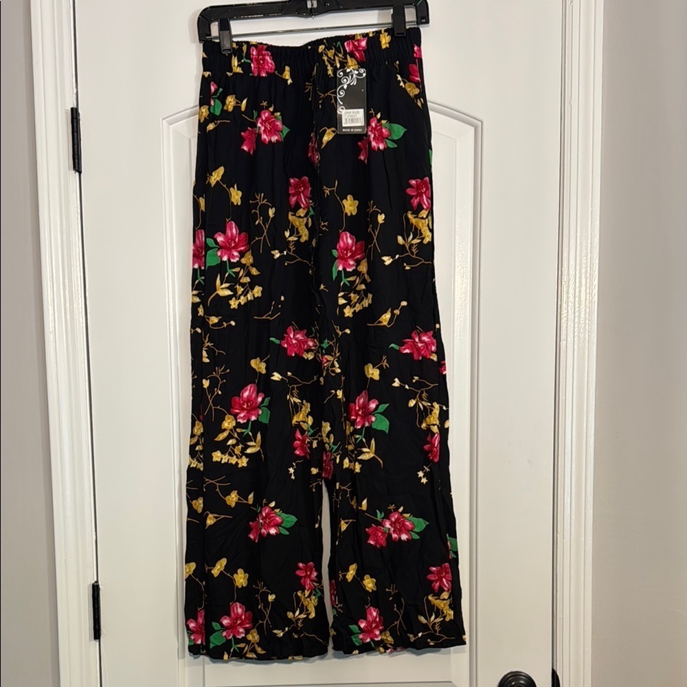 NWT Floral Black Pants
